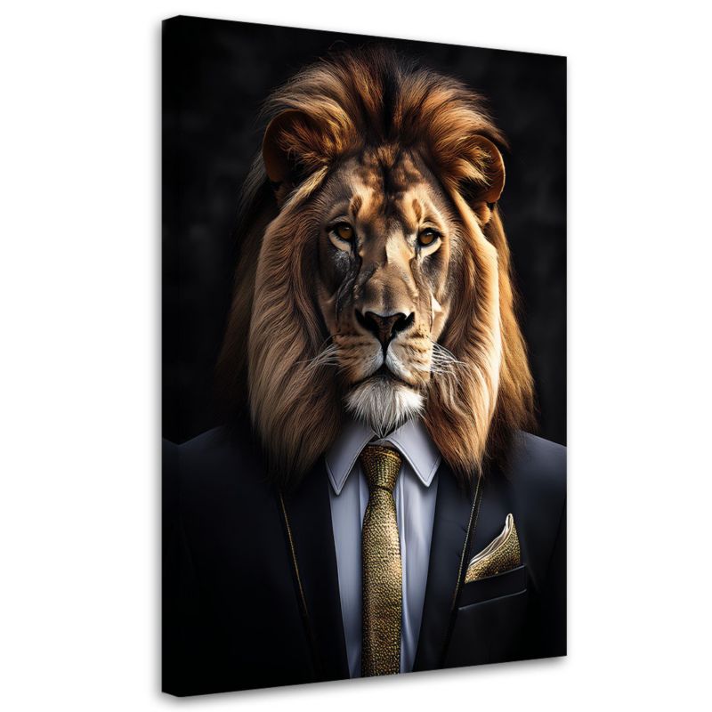 Obraz na płótnie Feeby Lew Zwierzęta w garniturze 70x100cm 1szt