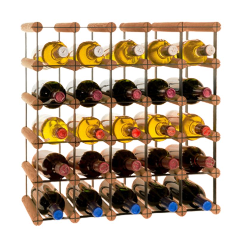 Stojak na wino MODO24 na butelki PET nowoczesny eko duży na 25 butelek czarny metal drewno brązowe 1 szt.