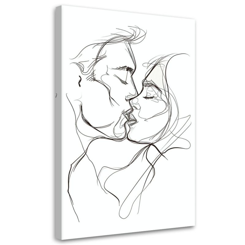 Obraz do sypialni Feeby Szkic Rysunek Pocałunek Czarno biały 40x60 cm 1szt