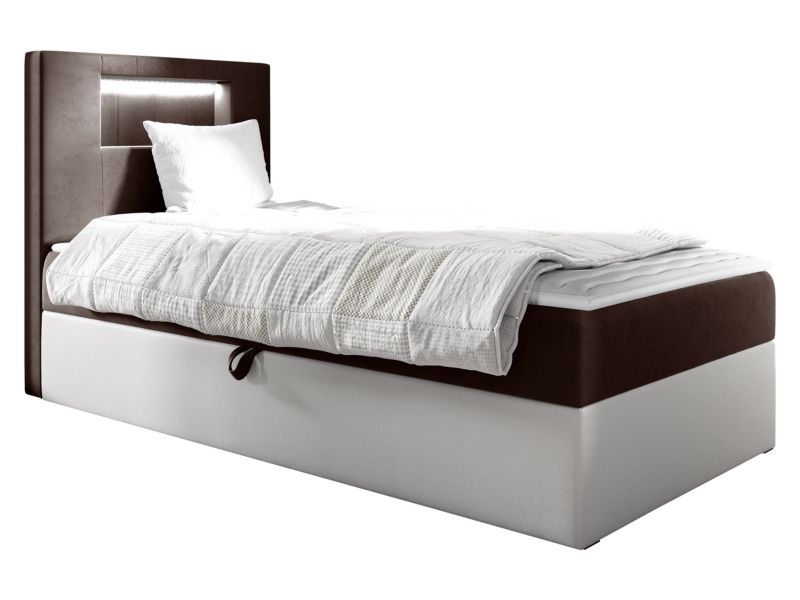 Łóżko kontynentalne MIRJAN 24 Gold Junior 1 80x200, Strona: Lewa biała ekoskóra/palona kawa 1 szt.