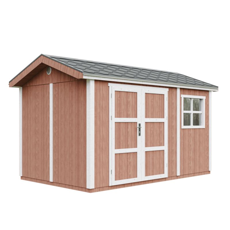 Domek ogrodowy Timbela M914A-REDWOOD RED 8.68 m² LP Smartside z podłogą i gontem bitumicznym 1 szt.