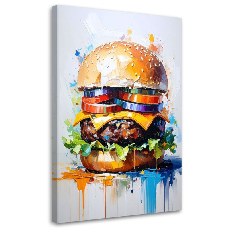 Obraz do kuchni baru jadalni Feeby Hamburger Jedzenie 80x120cm 1szt