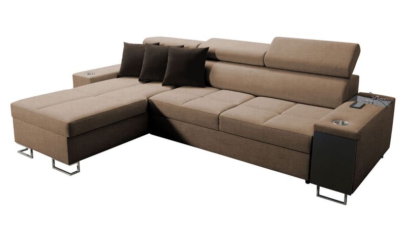 Narożnik z barkiem MIRJAN 24 Morena I Mini lewy ciepły brąz + gorzka czekolada 1 szt.