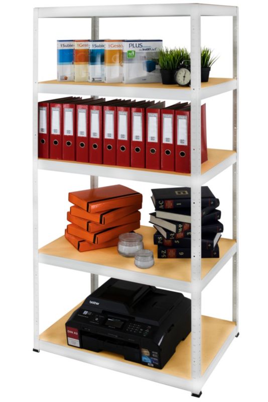 Regał metalowy MODO24 magazynowy biały helios 213x90x35cm 5 półek po 275 kg 1 szt.