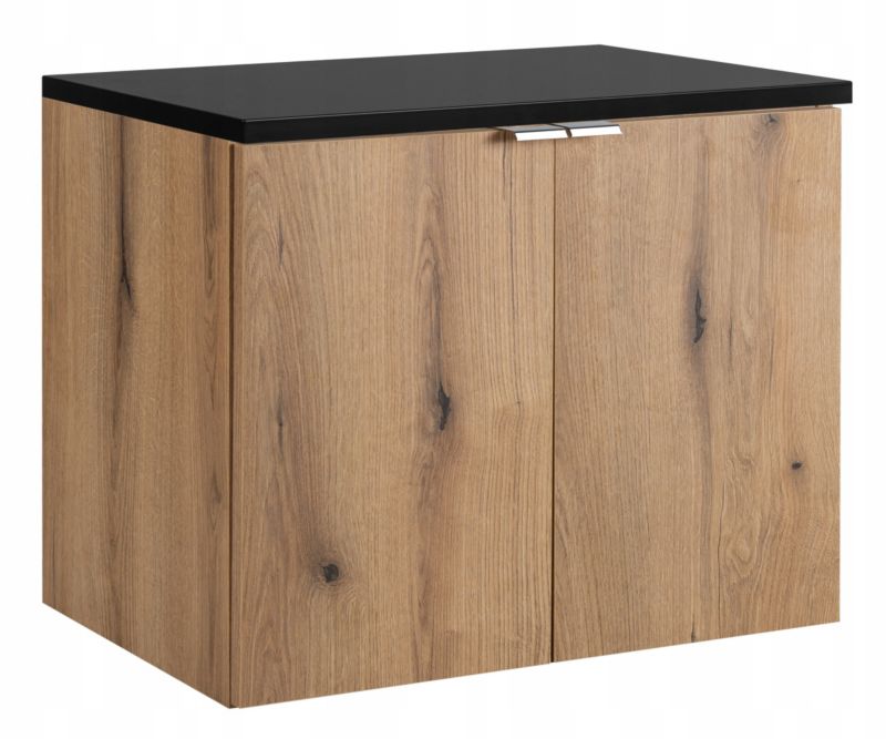 Szafka łazienkowa Furnidea 80 cm Wisząca z Czarnym Blatem Dąb Evoke 2 Drzwi 1 szt.