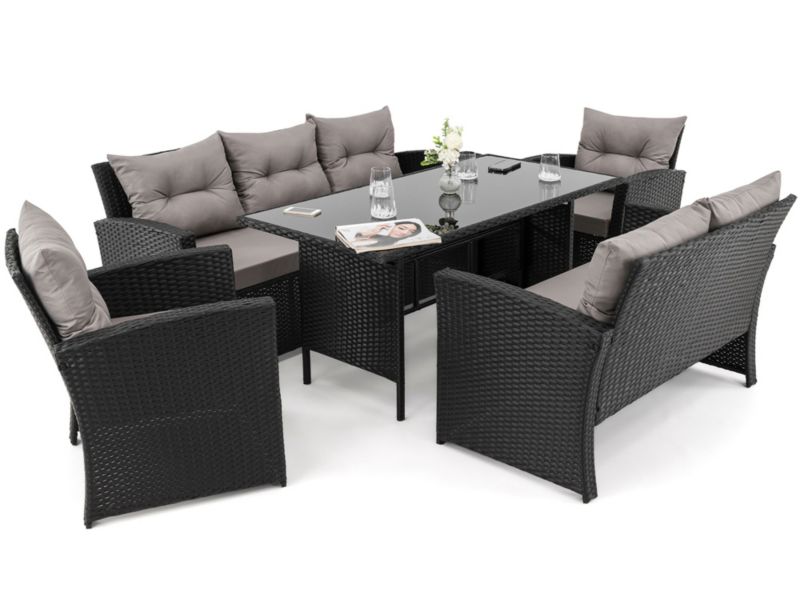 Zestaw mebli ogrodowych MebleMWM MARSYLIA BIG BP technorattan czarny poduszki szare 01 1 kpl