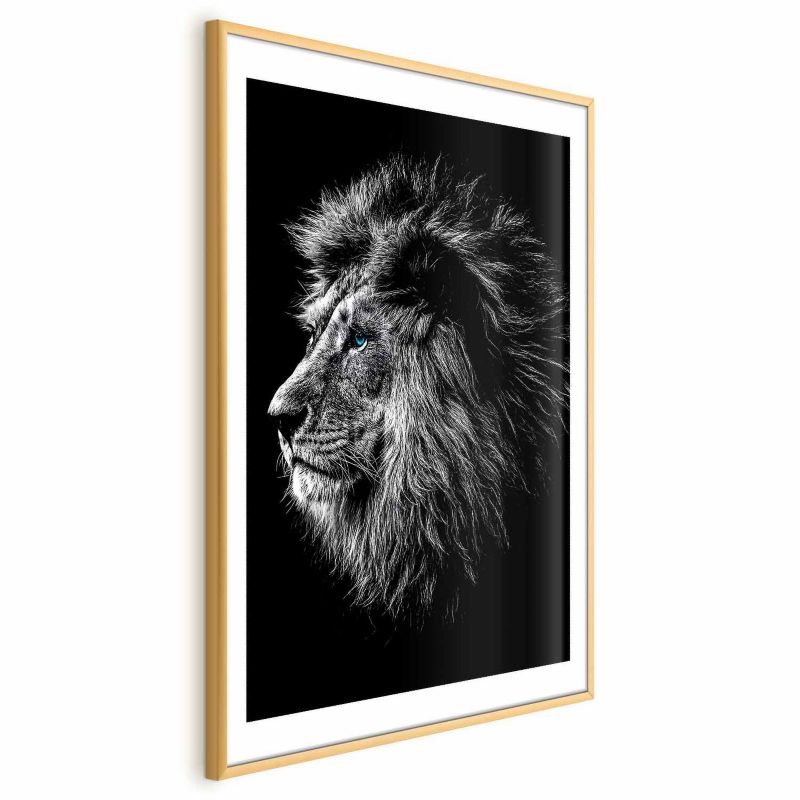 Plakat Artgeist Niebieskooki lew 29,7x42 cm z ramą złotą 1 szt