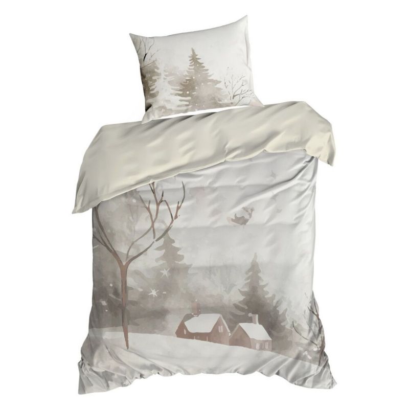 Pościel Świąteczna INVERNO Eurofirany Szara Zimowy Krajobraz 140X200 cm 2 szt.