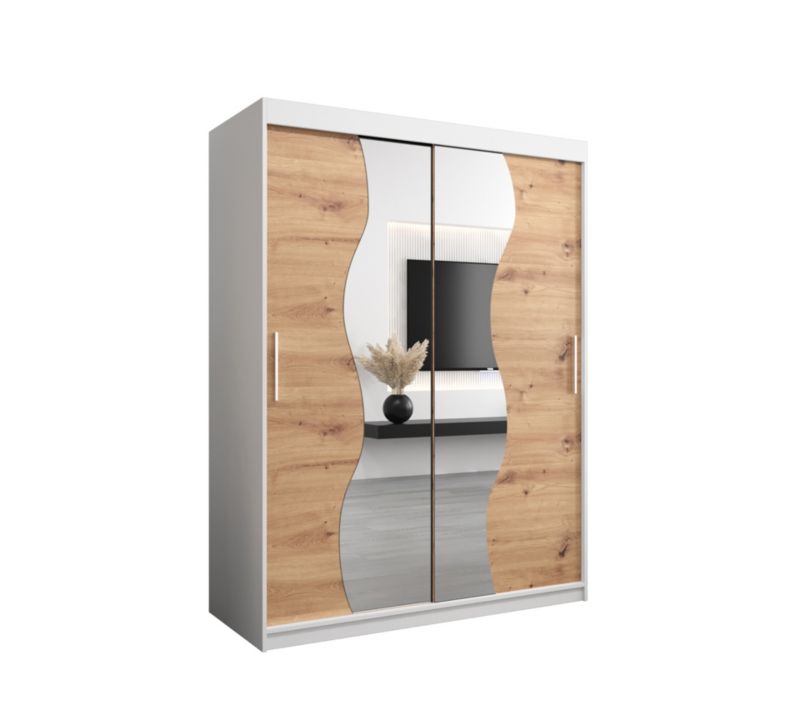 Szafa przesuwna Garderoba Abiks MADRYT 150 biały mat + dąb artisan 1 szt.