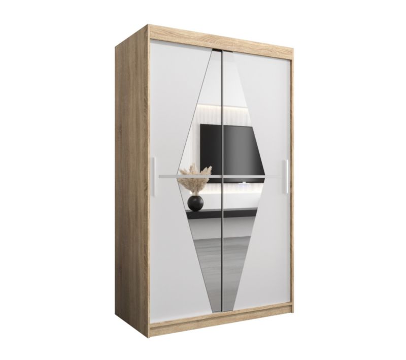 Szafa przesuwna Garderoba Abiks BOLIWIA 120 dąb sonoma +biały mat 1 szt.