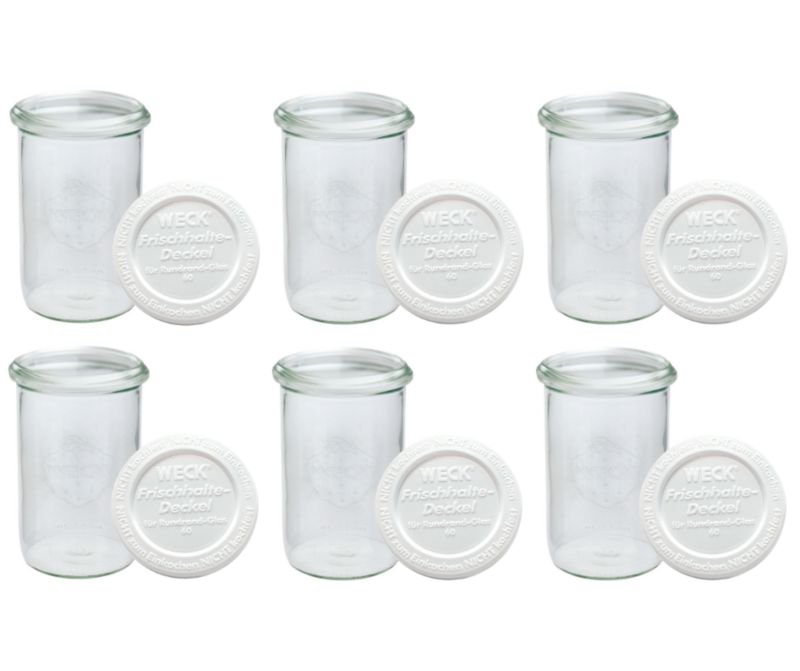 Słoiki MODO24 Weck 1050 ml fi 100 mold plastikowe wieka 6 kpl.