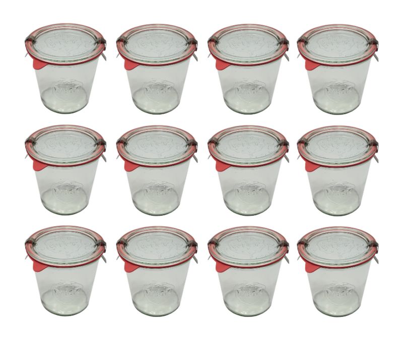 Słoiki MODO24 Weck 580 ml fi 100 mold szklane wieka gumki zapinki 12 kpl.