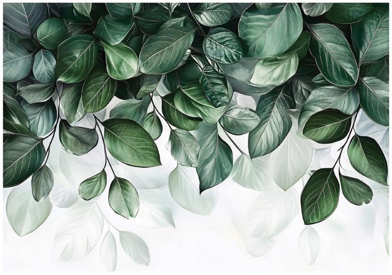 Fototapeta Zielone Liście Wiszące Na Flizelinie WALLARENA 350x250 cm Tapeta Do Sypialni Salonu Kuchni 1 szt.