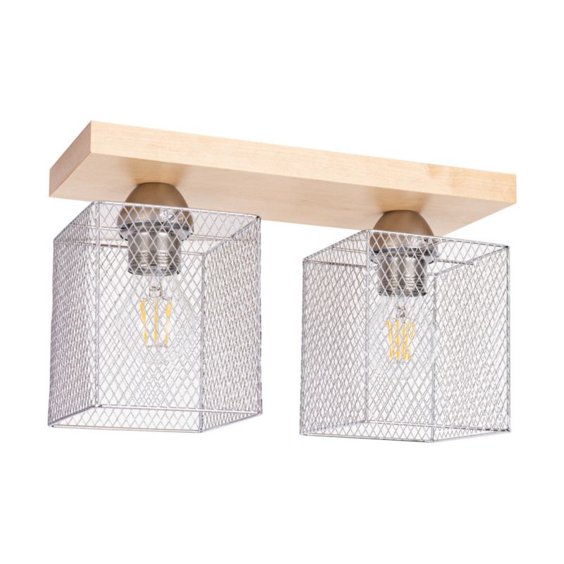 Drewniana Lampa Sufitowa SPOT Light Norman 2xE27 Max.25W Naturalna Brzoza FSC z Akcentem Chromu, Polski Producent 1 szt.