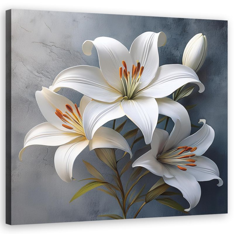 Obraz do salonu sypialni Feeby Kwiaty Lilie Biały 60x60 cm 1szt