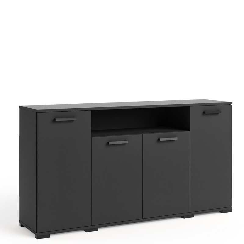 Czarna komoda 160 cm do sypialni czterodrzwiowa FIORA