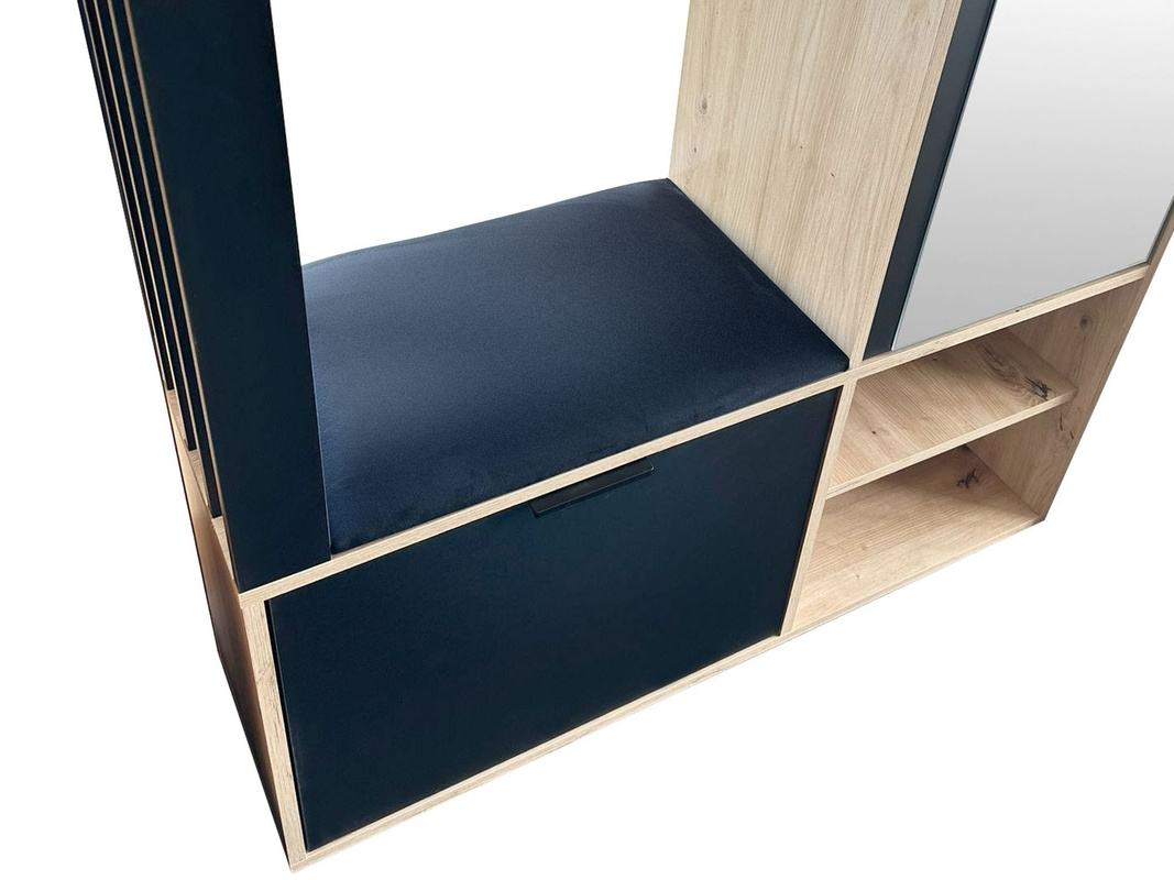 Czarne siedzisko do garderoby MORTIS