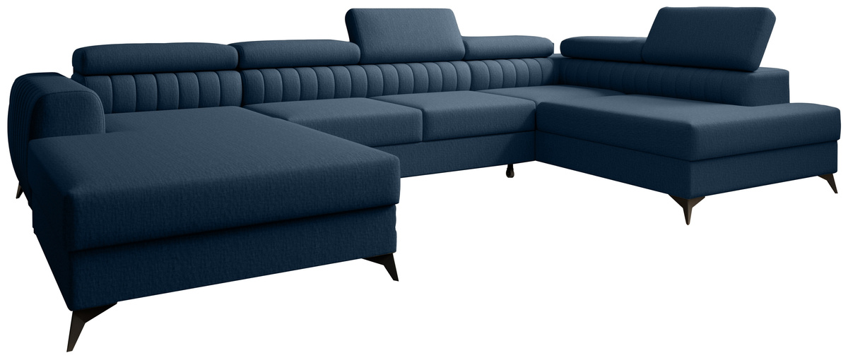 Granatowy narożnik U z regulowanymi zagłówkami PAULLETTO