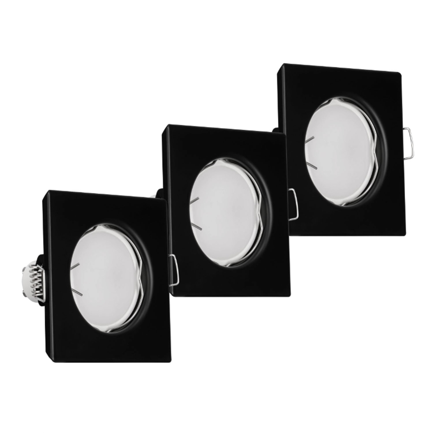 DPM Oprawy sufitowe kwadratowe GU10 3,5W 3000K 250lm czarne 3-pak.