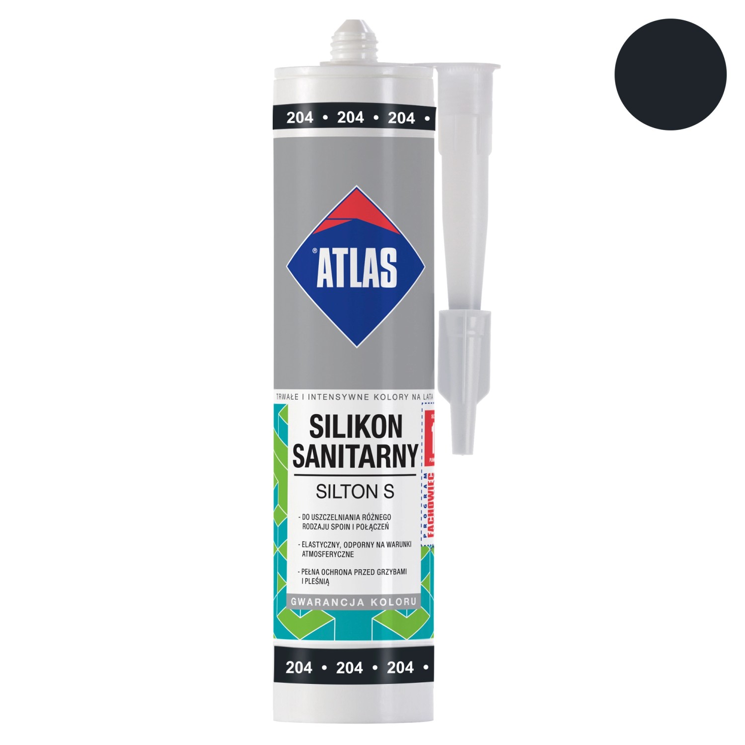 Atlas Silikon sanitarny Silton S 204 czarny 280 ml