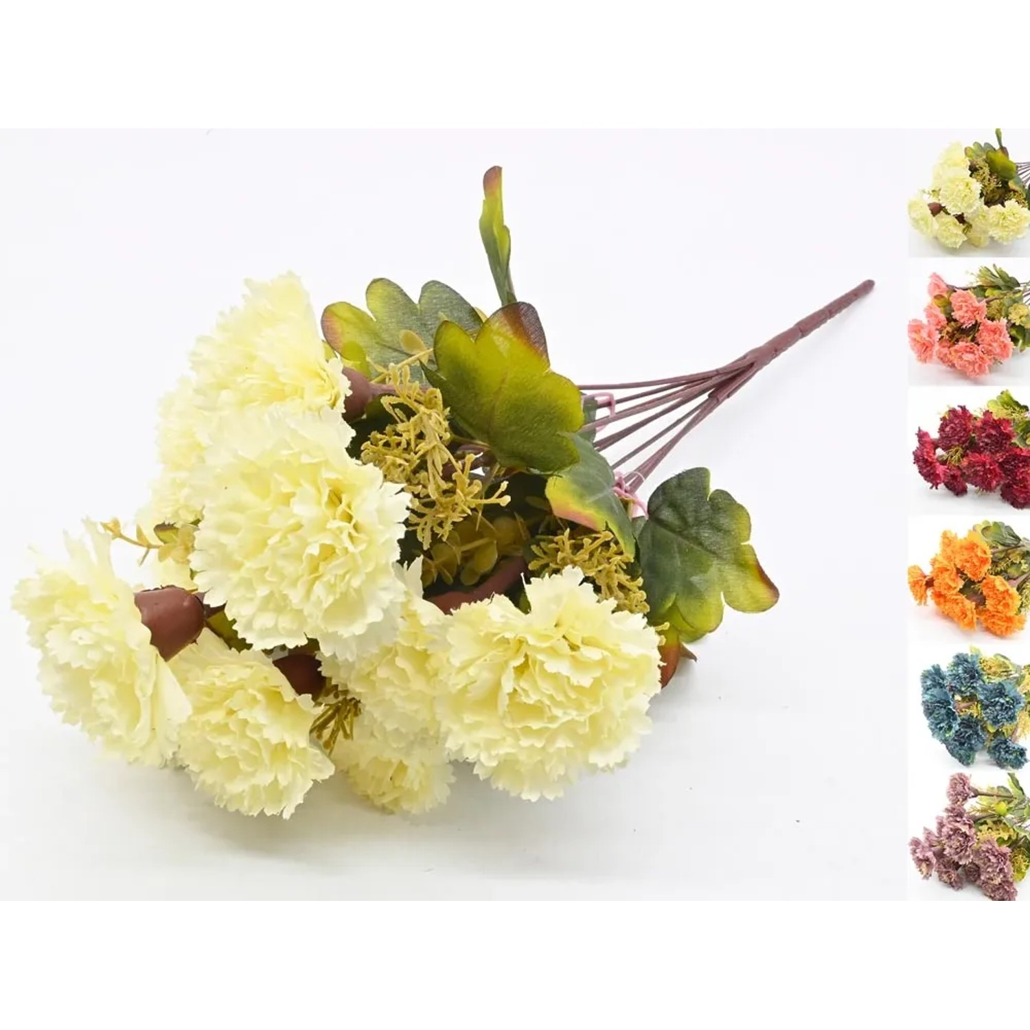 Goździk bukiet sztuczne 10 kwiatów, mix kolorów - 44 cm