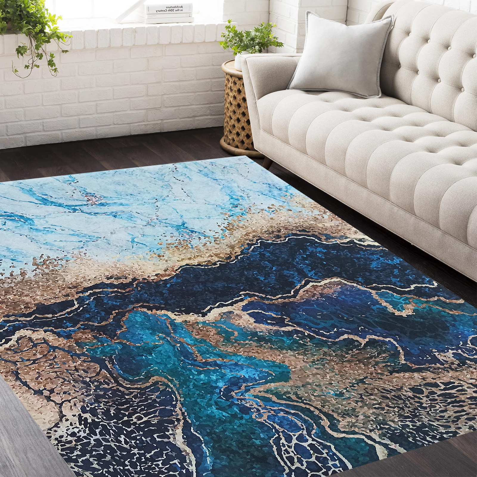 Dywan antypoślizgowy Heos New 111 - niebieski- bez frędzli