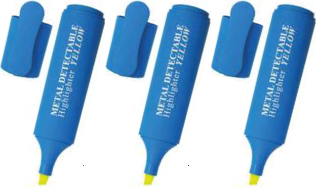 3x Zakreślacz wykrywalny Prohaccp P0556, obudowa niebieska, wkład żółty