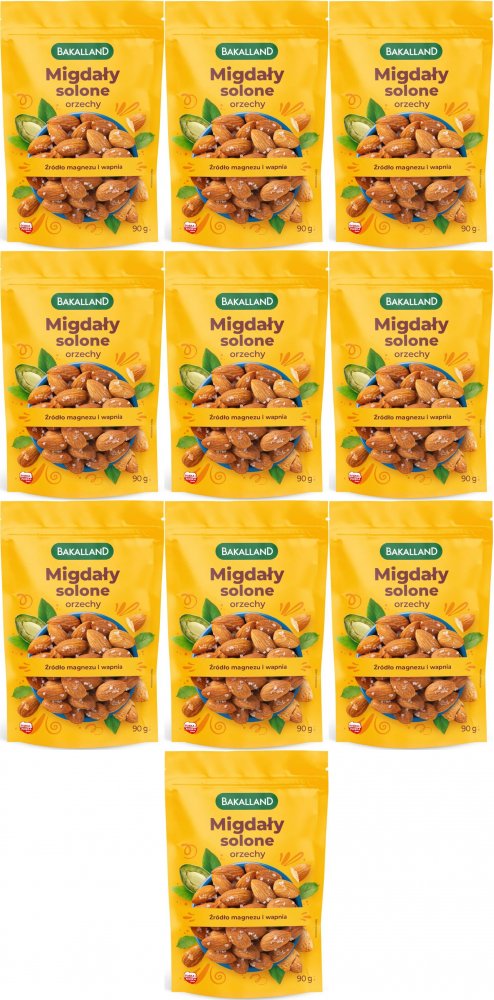 10x Migdały Bakalland, lekko solone, 90g