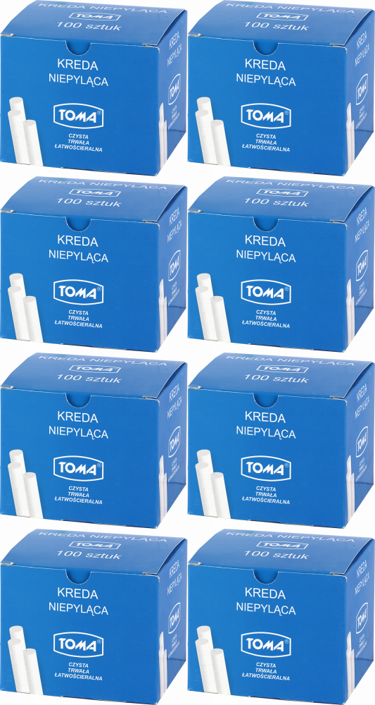 8x Kreda szkolna Toma, niepyląca, 100 sztuk, biały
