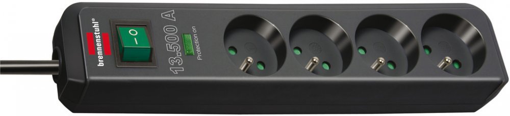 Listwa zasilająca przeciwprzepięciowa Brennenstuhl Eco-line, 1.5m, 4 gniazda, czarny