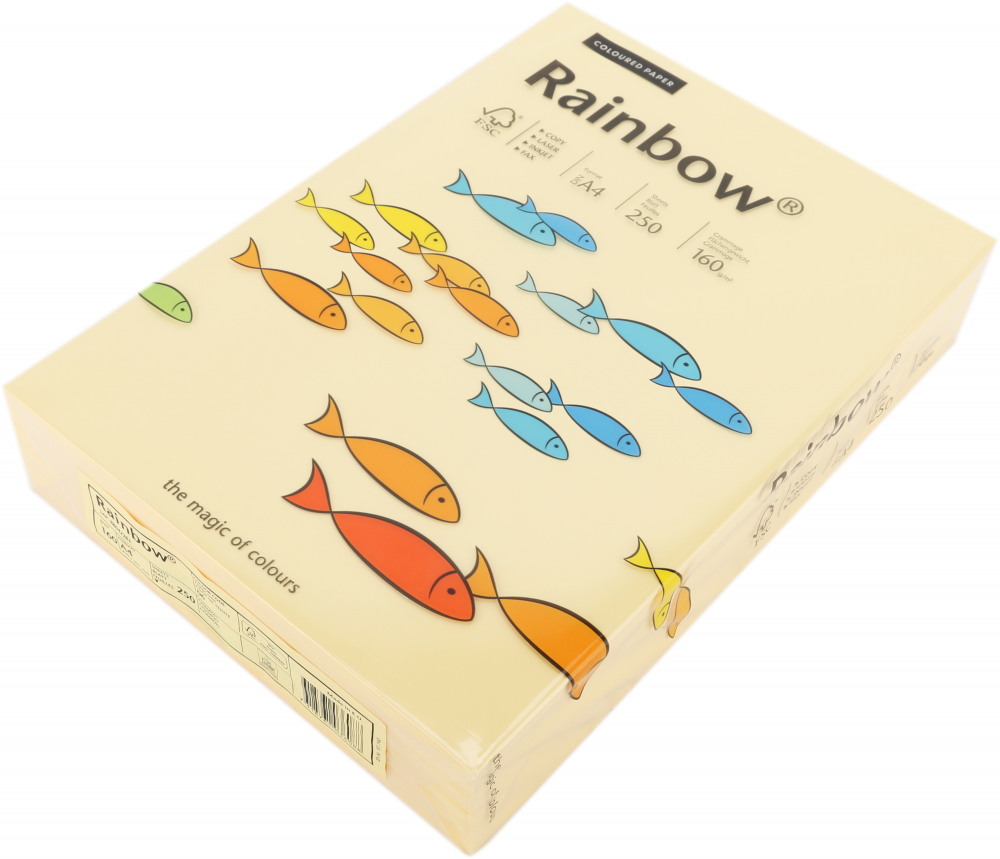 Papier kolorowy Rainbow, A4, 160g/m2, 250 arkuszy, kość słoniowa (R06)
