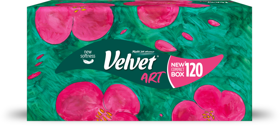 Chusteczki higieniczne Velvet ART w kartoniku, 120 sztuk, mix wzorów