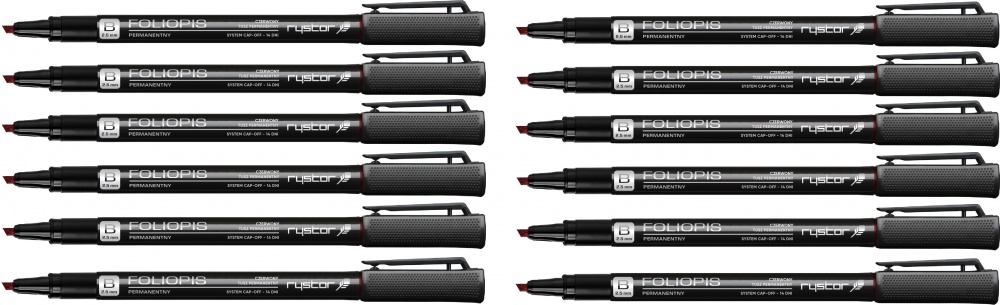 12x Foliopis Rystor, FB, ścięta, 2.5mm, czerwony