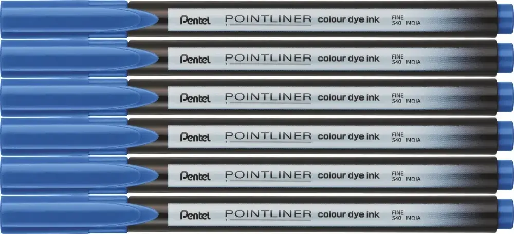 6x Cienkopis Pentel Pointliner Colour, błękitny