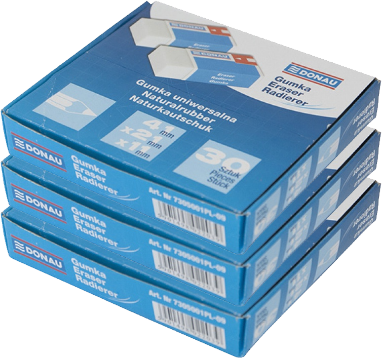 90x Gumka ołówkowa Donau 41x21x11mm, biała