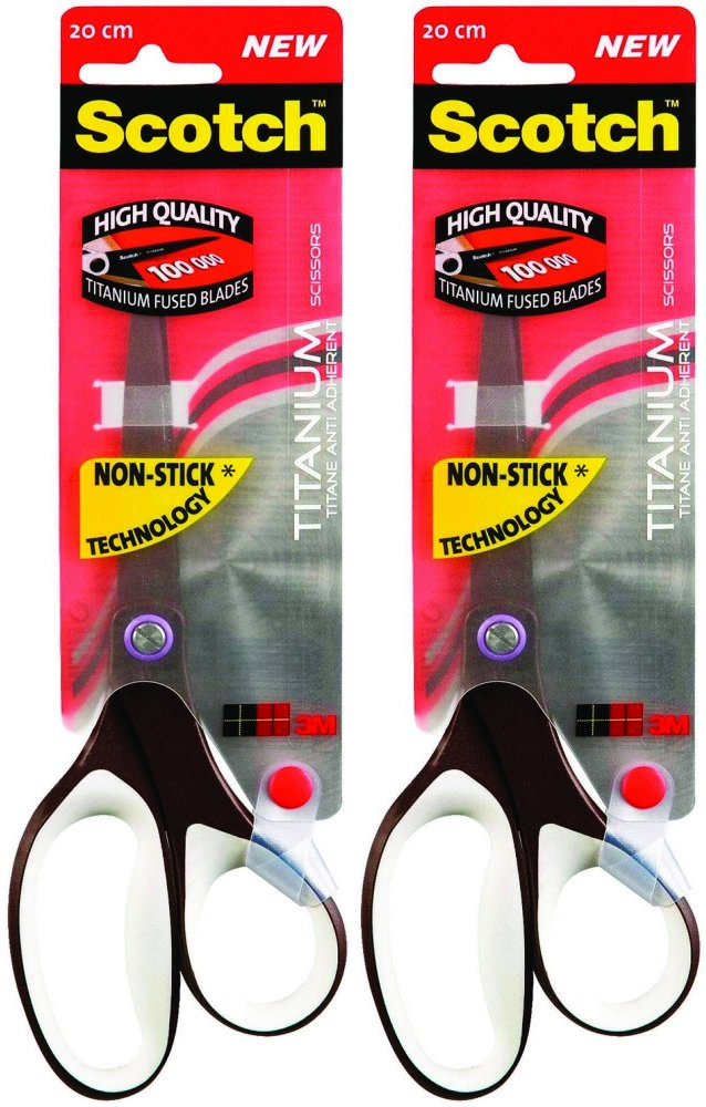 2x Nożyczki biurowe Scotch tytanowe, 20cm, czarno-szary