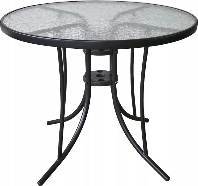 Stolik okrągły metal szklany blat 90 cm