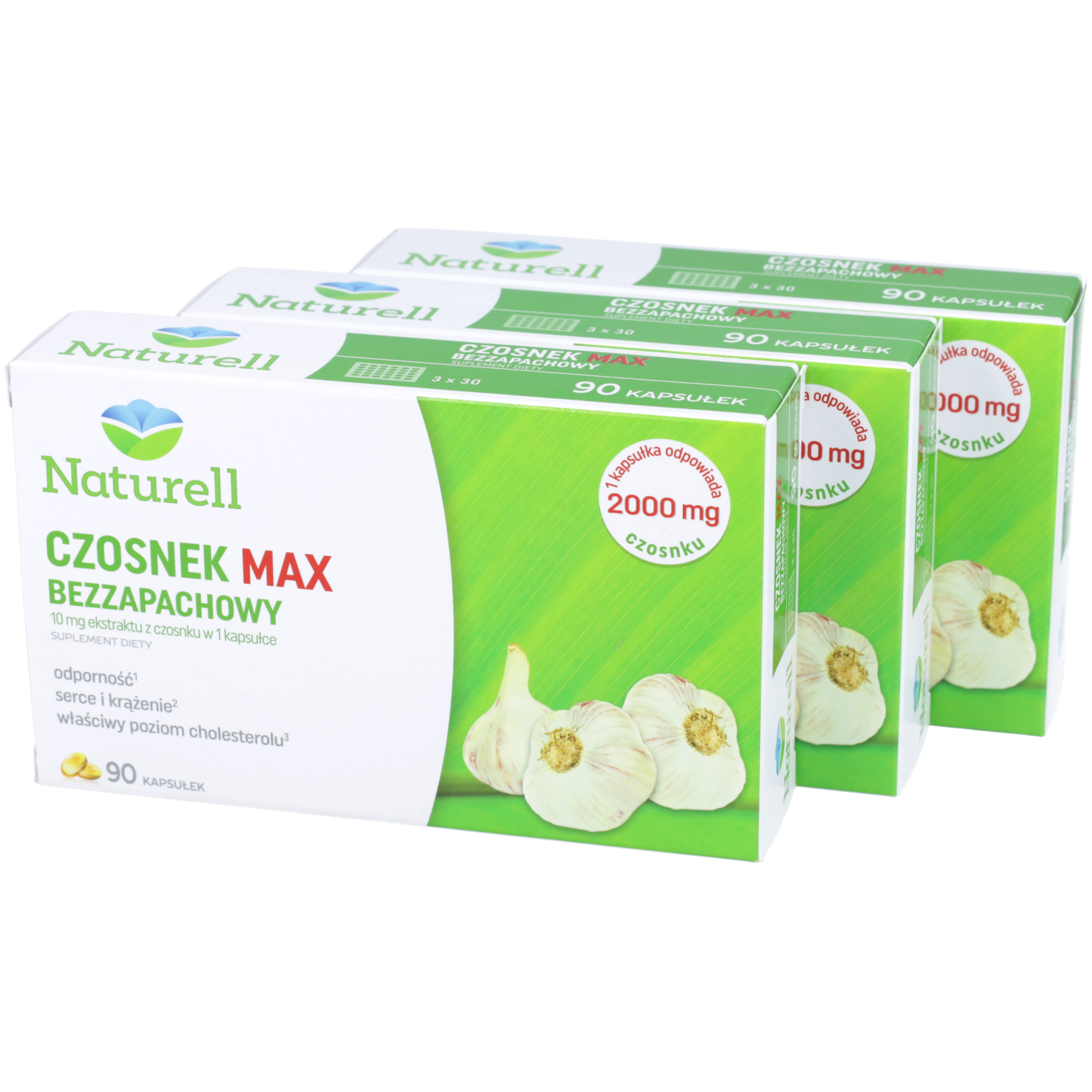 Zestaw: 3 x naturell czosnek max bezzapachowy, 90 kapsułek
