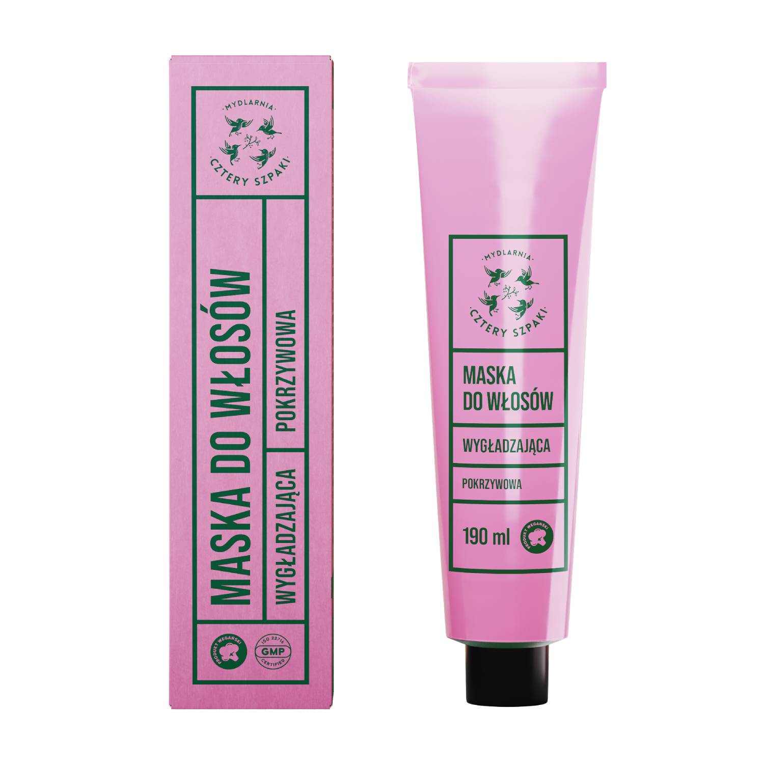 Cztery szpaki - wygładzająca maska do włosów, pokrzywowa, 190 ml (data ważności: 19.03.2026)