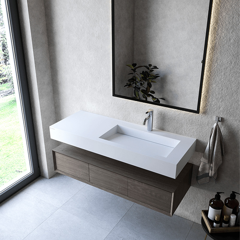 Cristalstone Linea Ideal umywalka 120x45 cm ścienna prostokątna biały U1200-MBPOLC