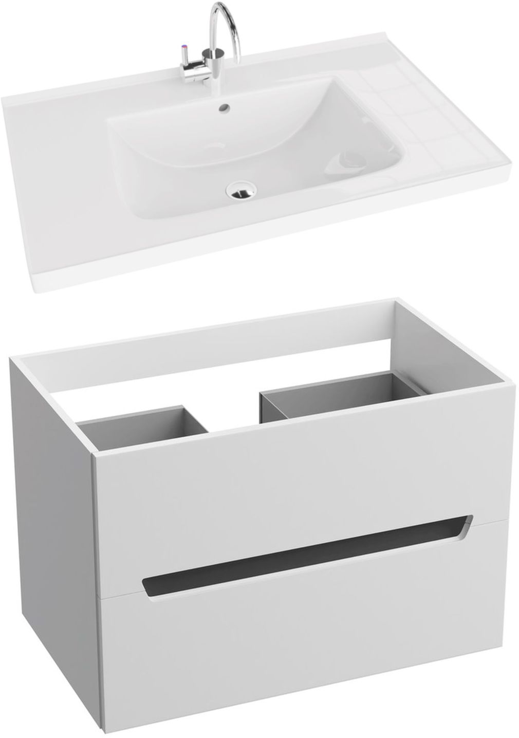 LaVita Kansas umywalka z szafką 80 cm zestaw meblowy biały/czarny (5900378314431, 5908211416175)