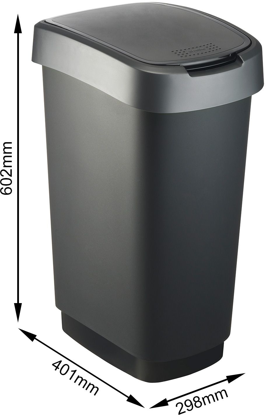 Rotho Twist pojemnik na odpady 50 l Swing czarny/srebrny 1754508850 - Wysyłka w 24h