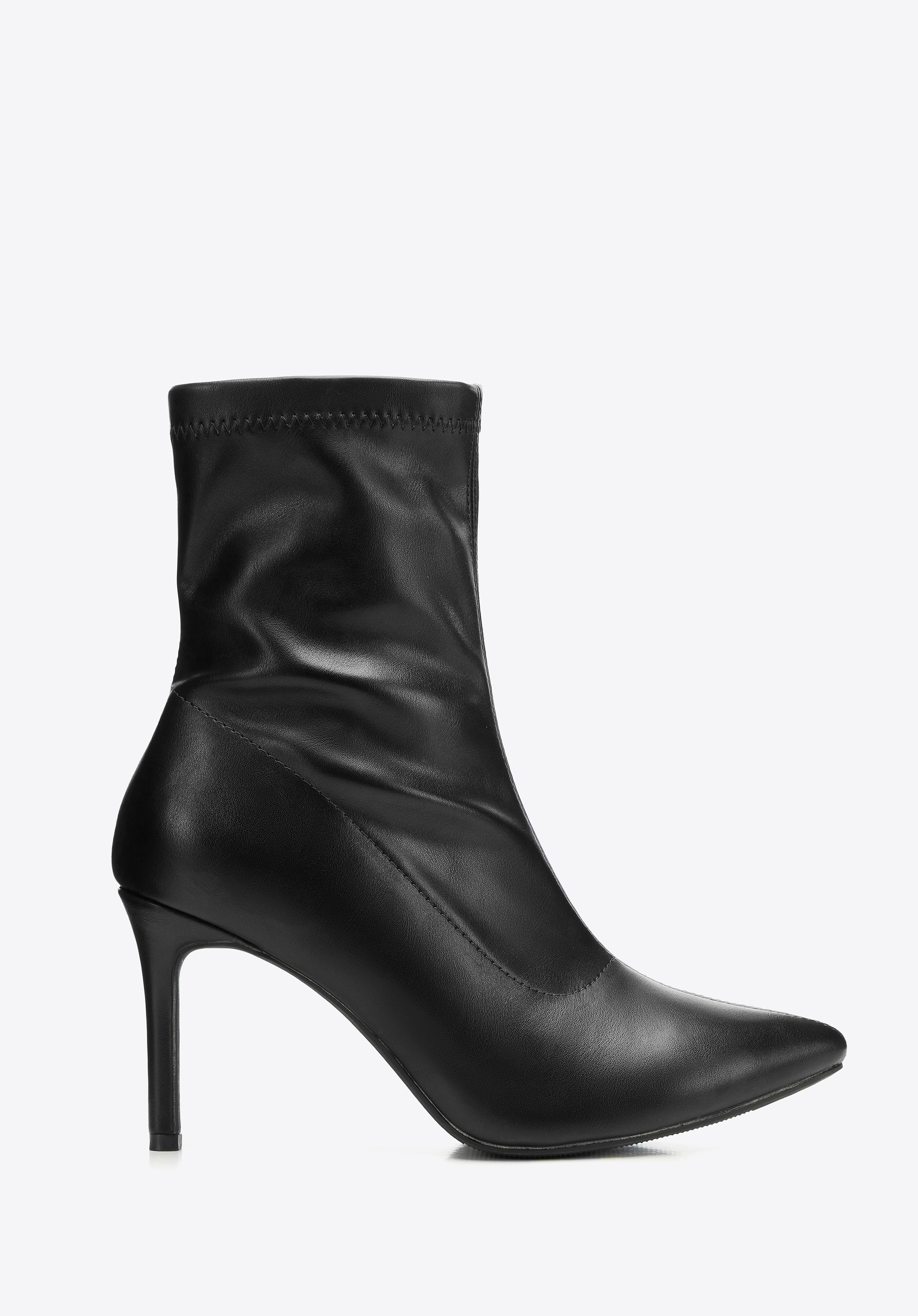 Dopasowane damskie botki na szpilce czarne