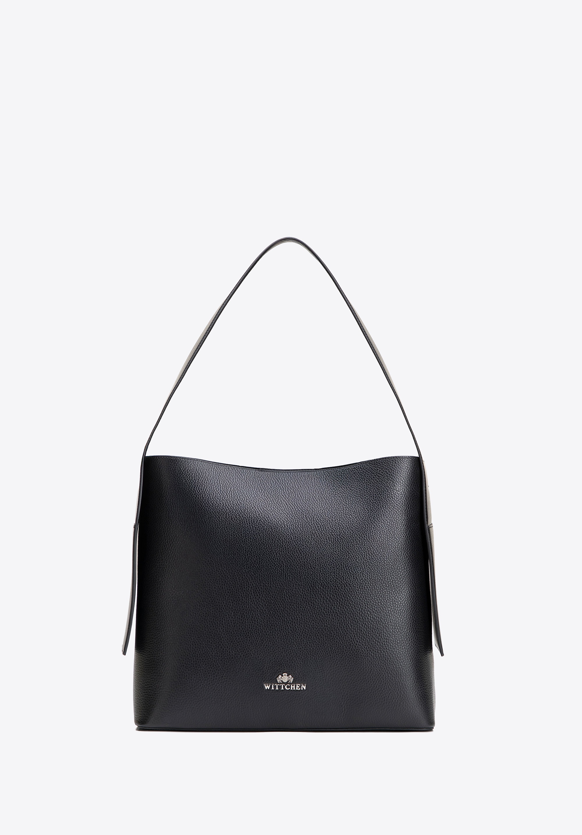 Torebka shopperka ze skóry z dodatkowymi kieszeniami czarna