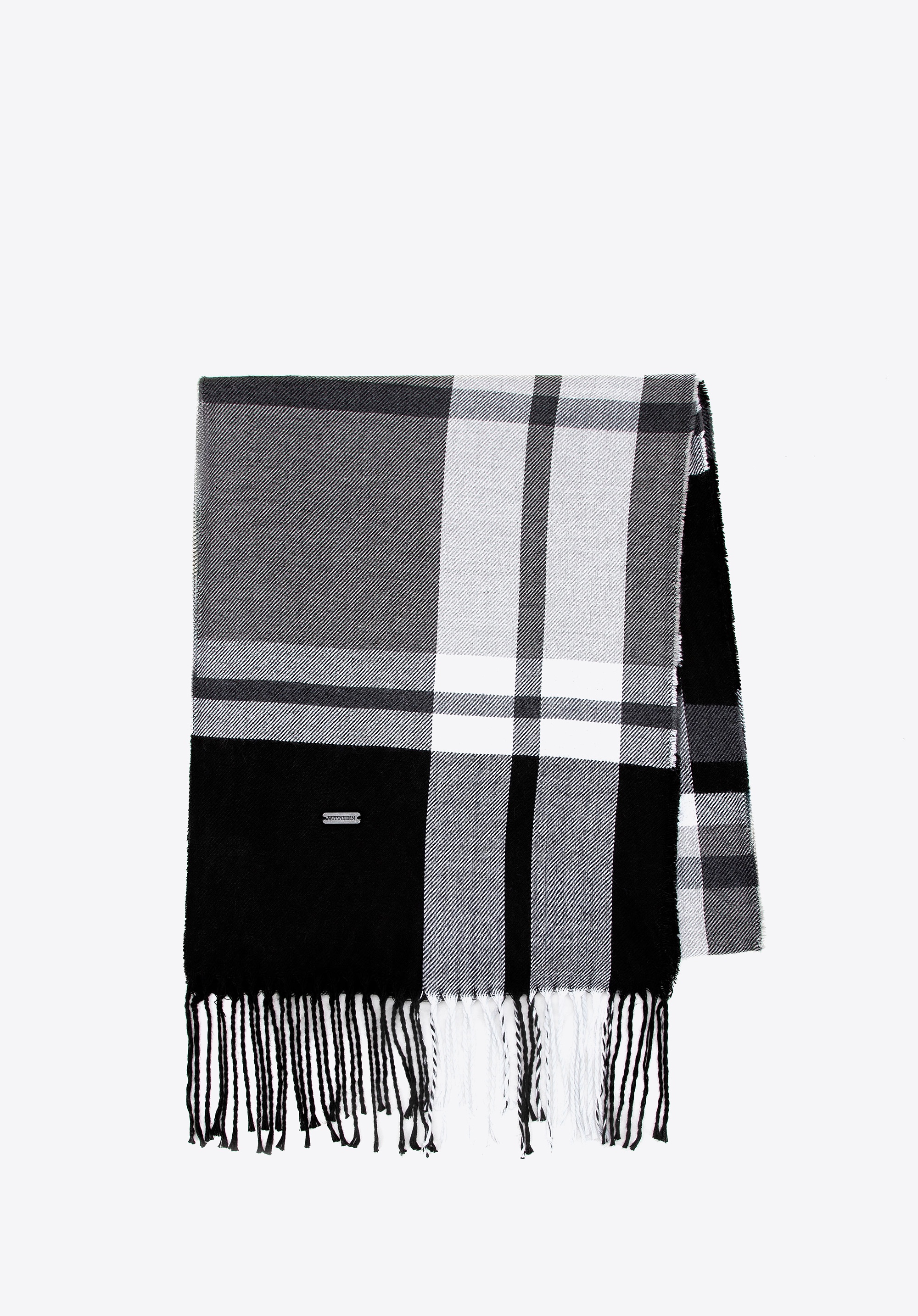 Szalik męski w kratę czarno - szary