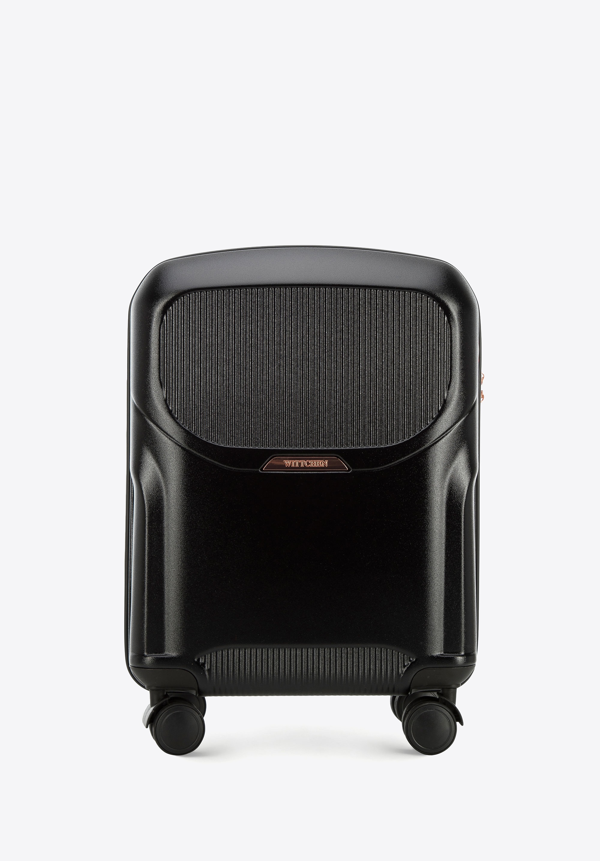 Walizka kabinowa z polikarbonu z suwakiem w kolorze różowego złota czarna