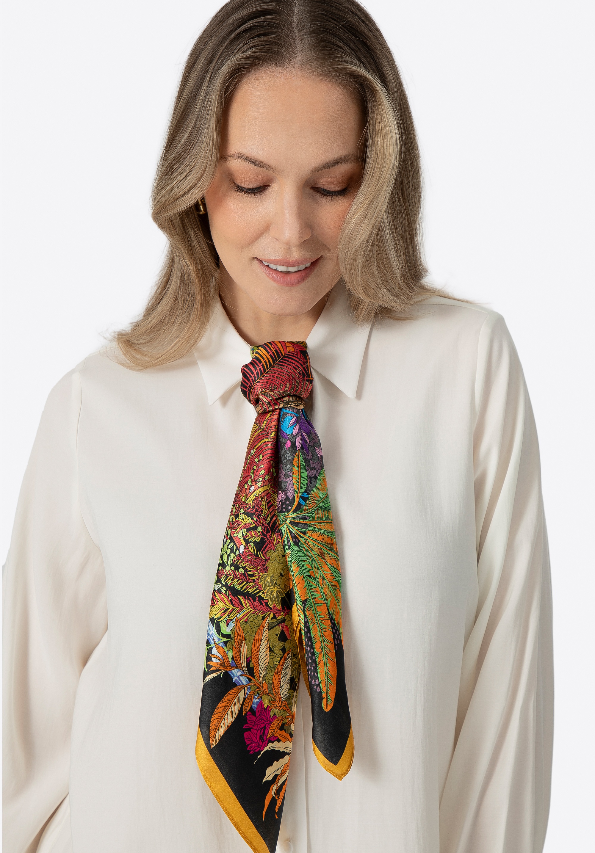 Damska apaszka jedwabna we wzory multikolor