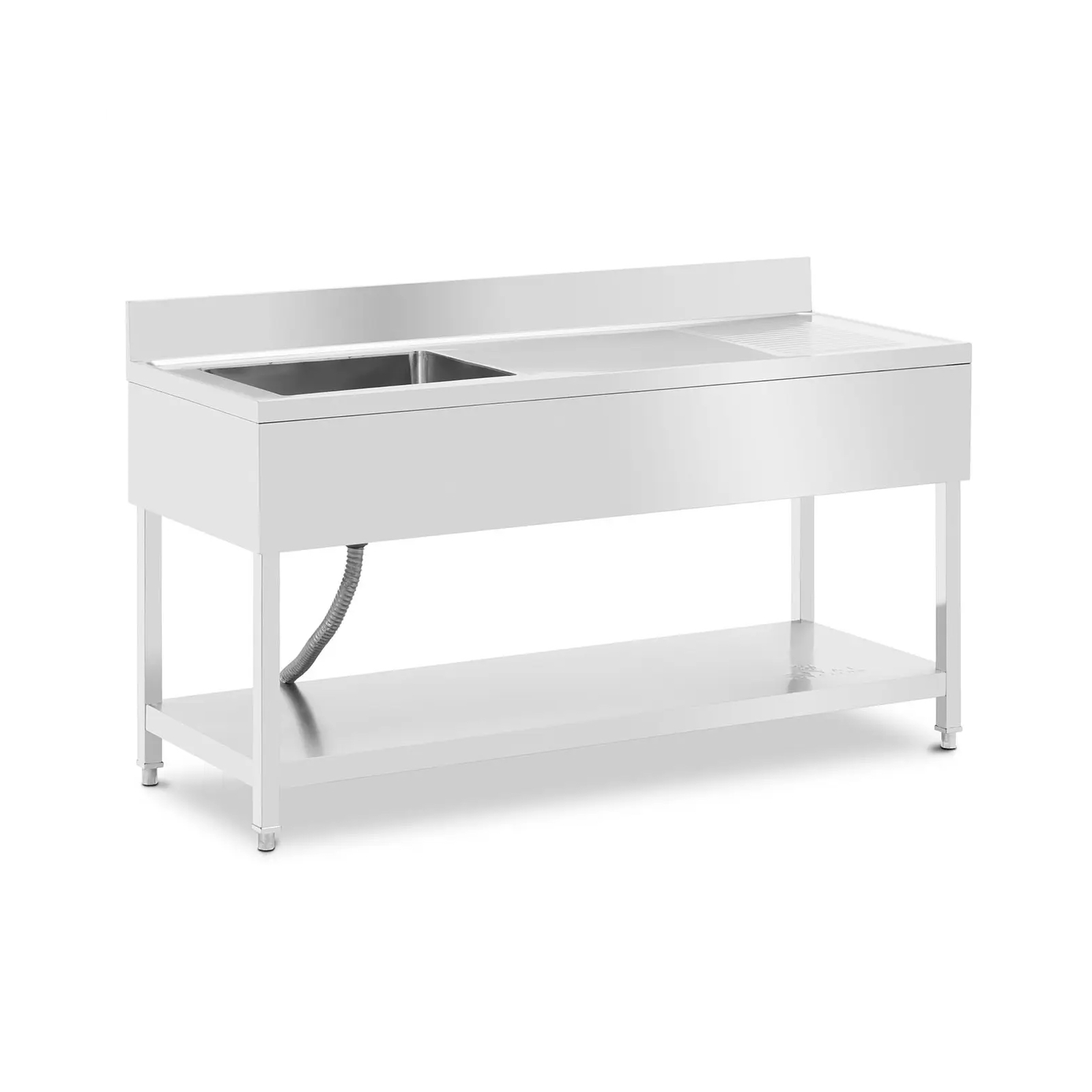 Zlewozmywak 1-komorowy, stół ze zlewem i półką 160 x 60 cm | 10013157