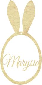 Zawieszka wielkanocna z Imieniem - jajko pisanka króliczek, Baza do makramy, Zakładka do książki, Drewniana ozdoba na prezent