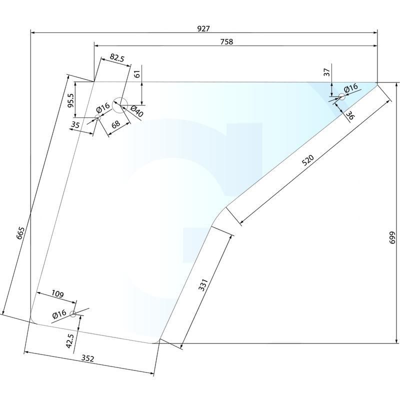 Szyba drzwi dolna, prawa i lewa CASE 440 940 1332486C1